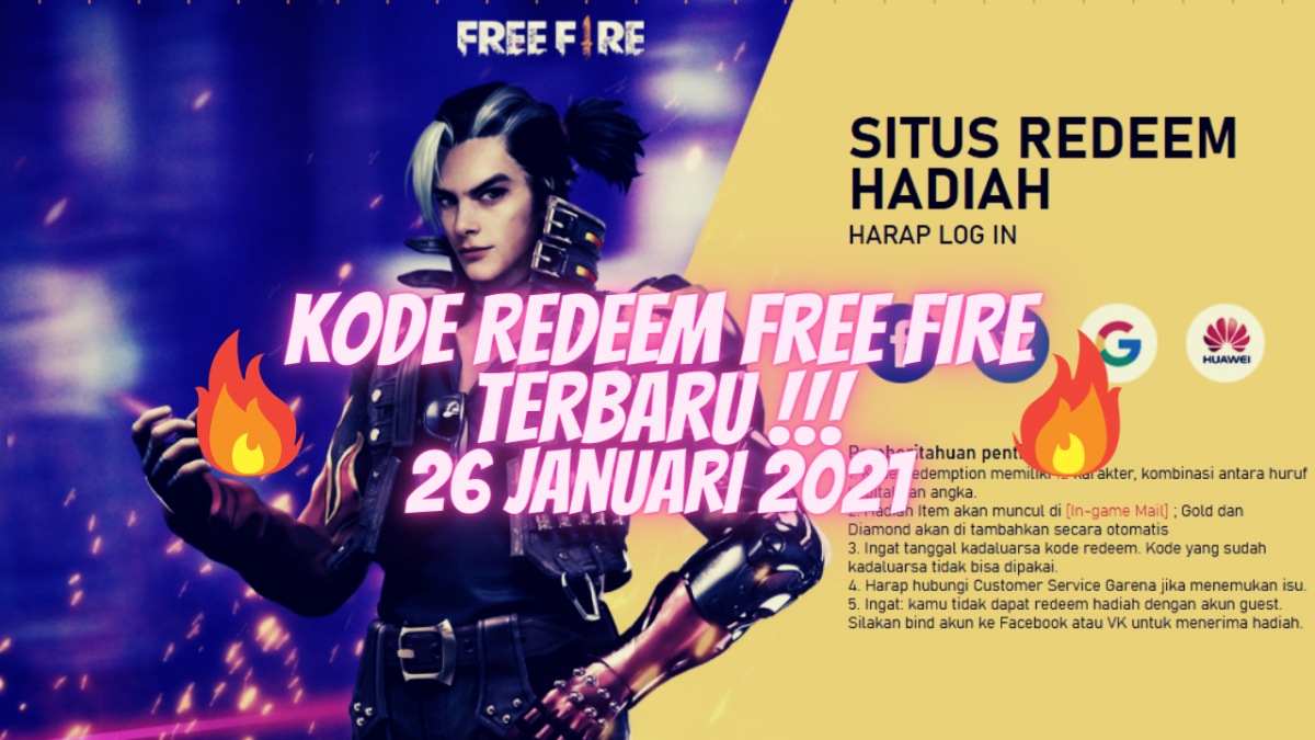 Kode Redeem Free Fire (FF) Terbaru 26 Januari 2021
